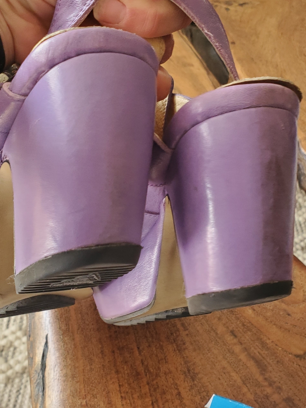 John Fluevog Lavender Leather Cutout Slingback Sandals - Picture 6 of 9